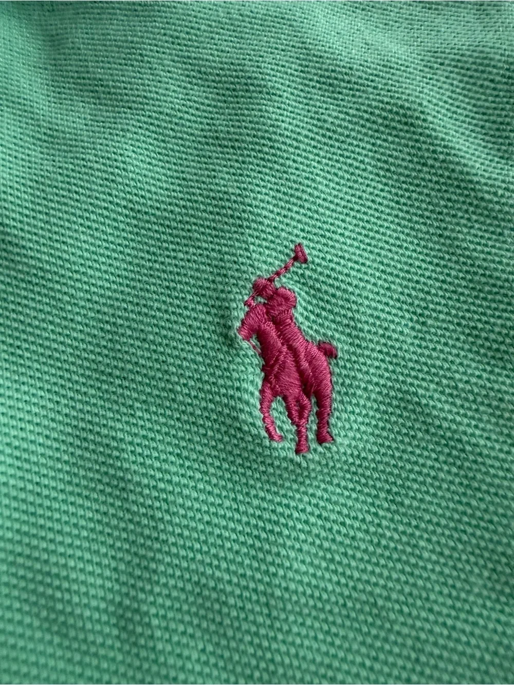 Ralph Lauren Mint Green Short-Sleeve Polo with Pink Logo